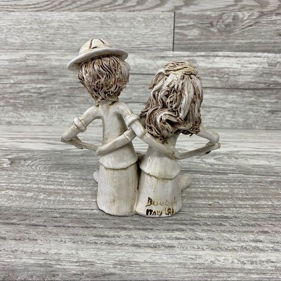 Vtg 70s Rare BENCINI Italy Couple Sculpture Signed Figurine glazed terra cotta - Picture 5 of 8